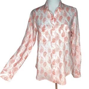 Rag Poets 100% Rayon Paisley Button Down Shirt Sm